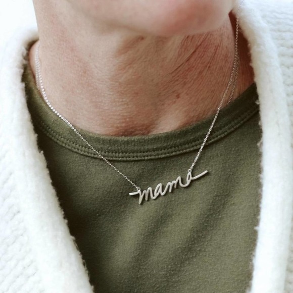 Mama Script Necklace - Silver - Picture 3 of 3